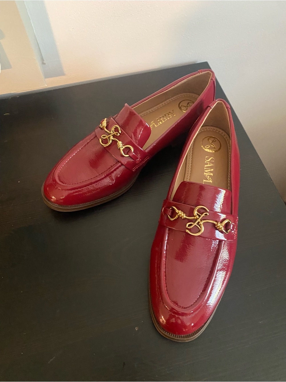 Sam & Libby Womens Red Patent Loafers